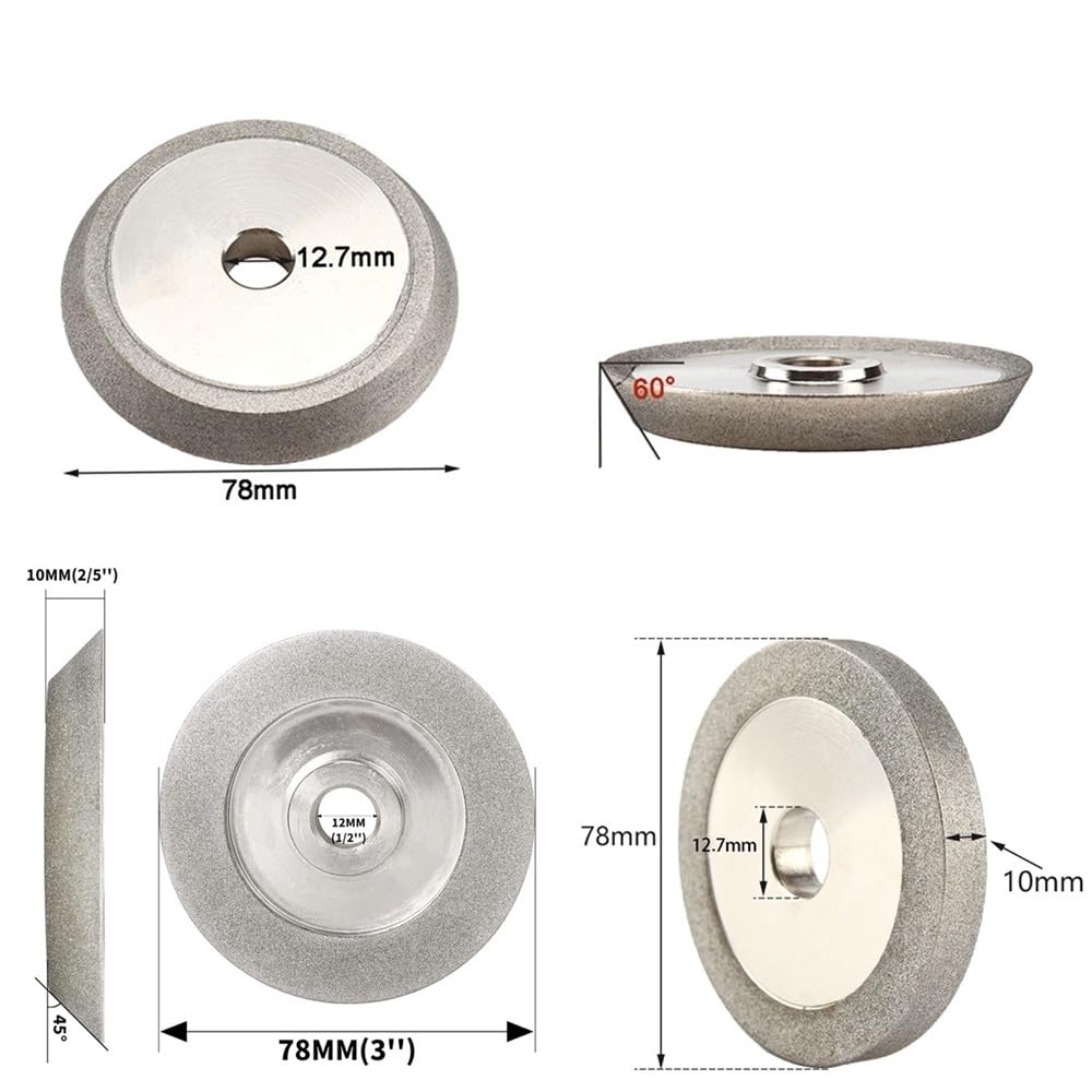 Okrągła tarcza szlifierska diamentowa, Ściernica diamentowa 45/60/180° Ziarnistość 78 mm 150 Wiele rozmiarów do frezu szlifierskiego(78x12.7x10mm)