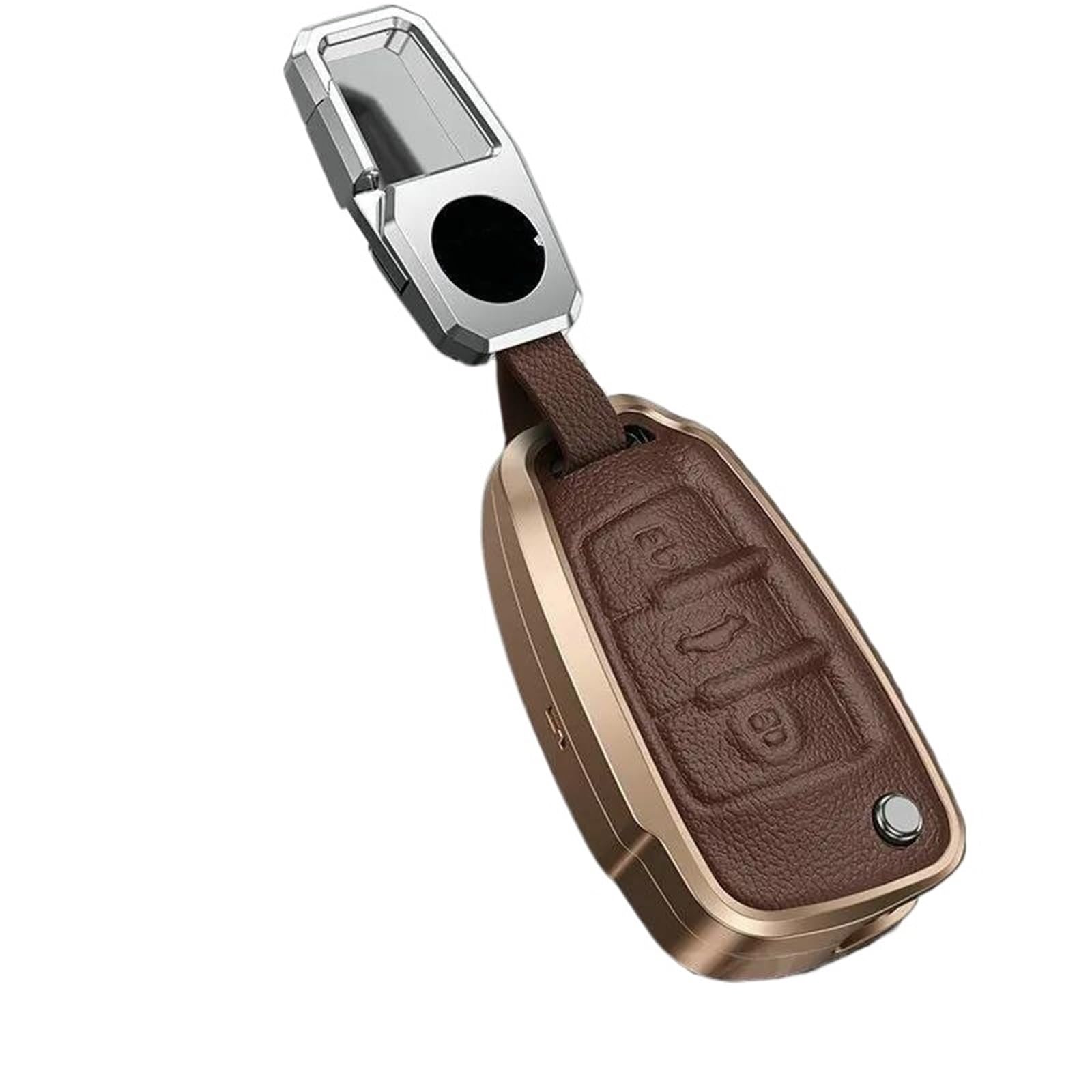 Custodia Protettiva Per Chiave Auto In Metallo E Pelle Per C5 C6 R8 A1 A3 A4 A5 A6 A7 Q3 Q5 Q7 S6 B6 B7 B8 8P 8V 8L TT RS RS3 S3(Marrone,Set)