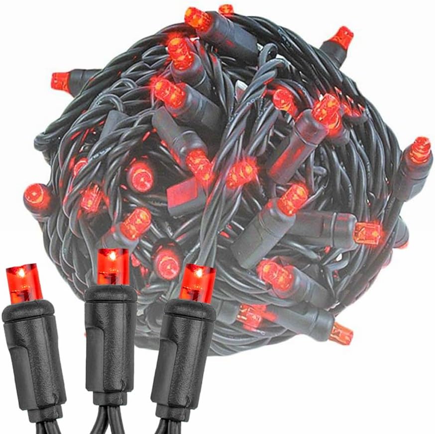 Novelty Lights 25ft Christmas String Lights, 50 Multicolor LED Bulbs on Black Wire, 6" Spacing, Connectable Indoor Outdoor Commercial Grade Lighting for Holidays Patio Weddings