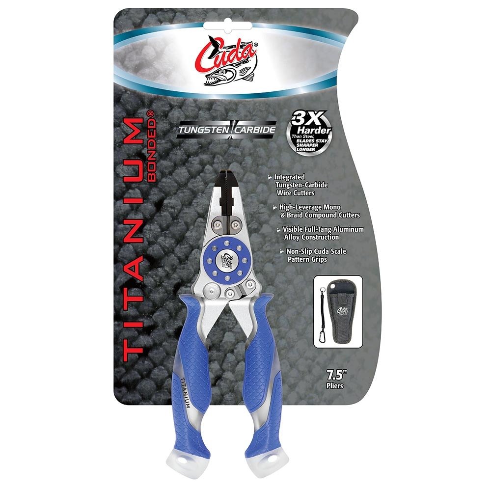 CUDA 7.5" Mono/Braid Fishing Pliers & Wire Cutters | Durable Wire, Braid, Mono & Fluorocarbon Cutter | Saltwater & Freshwater Use | Heavy Duty Nylon Sheath & Lanyard Included