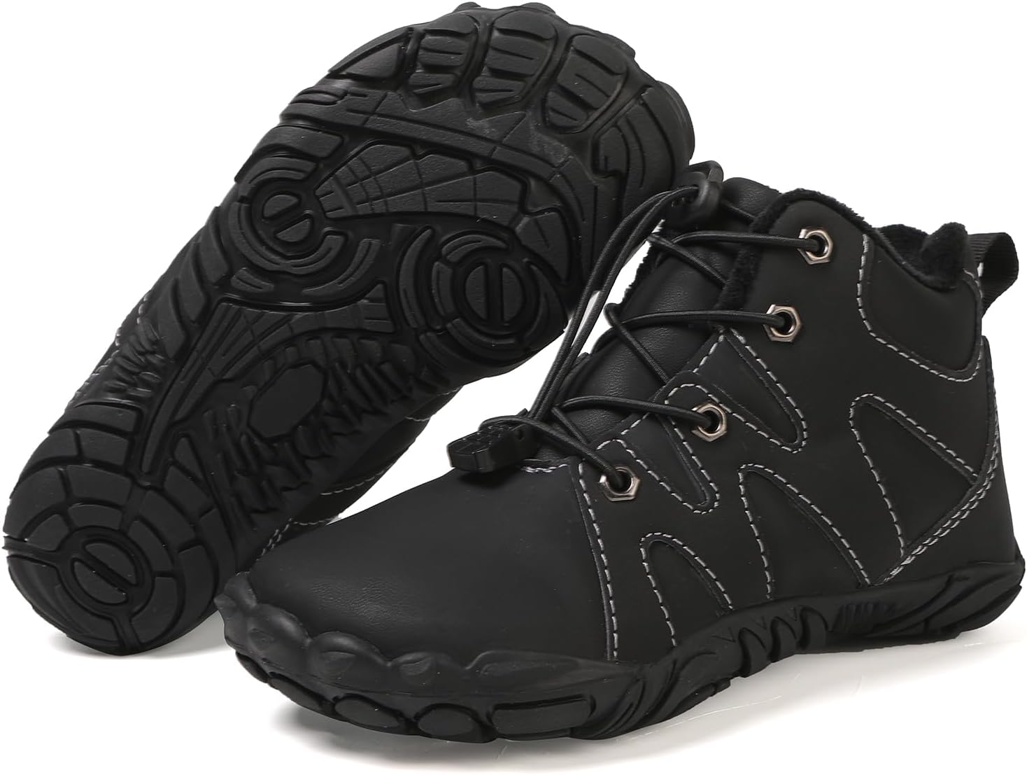 Kids Barefoot Shoes Fur Lined Zero Drop Sole,Unisex-Child Wide Toe Box Hiking Boots,Boys Girls Anti-Slip Waterproof Minimalist High Top Snow Boots (Toddler/Little Kids/Big Kids)