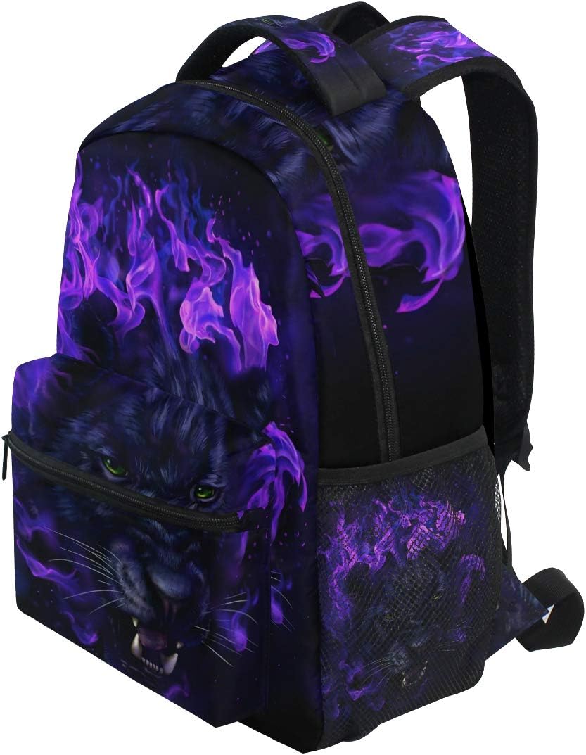 senya Panther Head In Flames Backpack School Bag Travel Daypack Rucksack for Boys - Image 3