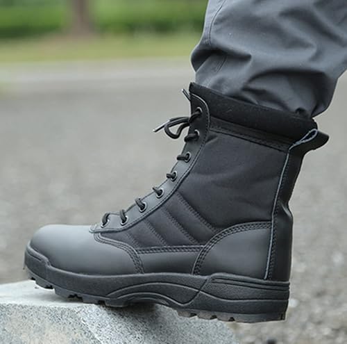 Miniatura 5 de QMFUR Botas militares para hombre, botas militares para senderismo, botas de trabajo tácticas duraderas para combate, zapatos militares