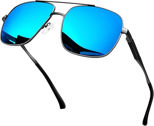 KANASTAL Gafas de sol de estilo militar para hombres y mujeres, gafas de sol de aviación de metal polarizadas UV400, sombras de gran tamaño,