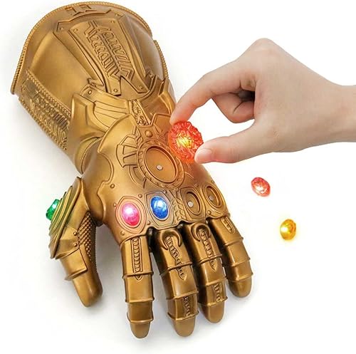Miniatura 3 de Infinity War Thanos Infinity Guauntlet con piedras infinitas electrónicas desmontables y brillantes para cosplay Halloween accesorios de PVC para