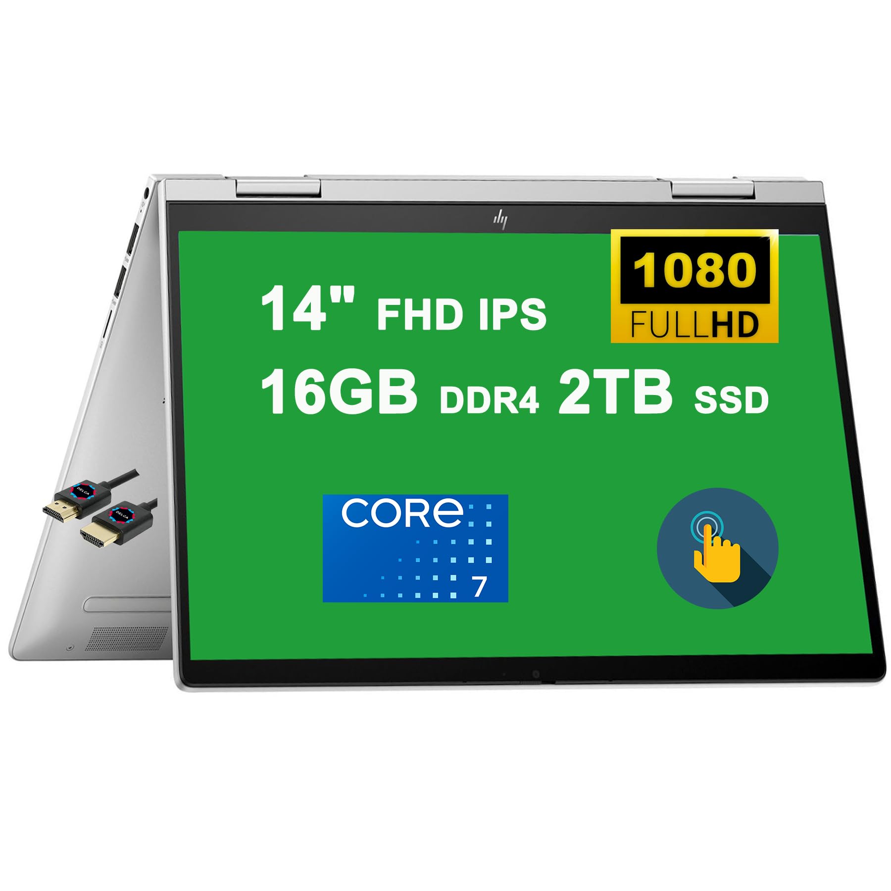 Envy x360 2-in-1 Copolit AI PC Laptop | 14" FHD IPS Multi-Touch | Intel 10-core 7 150U Processor (>i7-1355U) | 16GB DDR4 2TB SSD | Backlit Fingerprint USB-C Win11Pro Silver(UPGRADE)