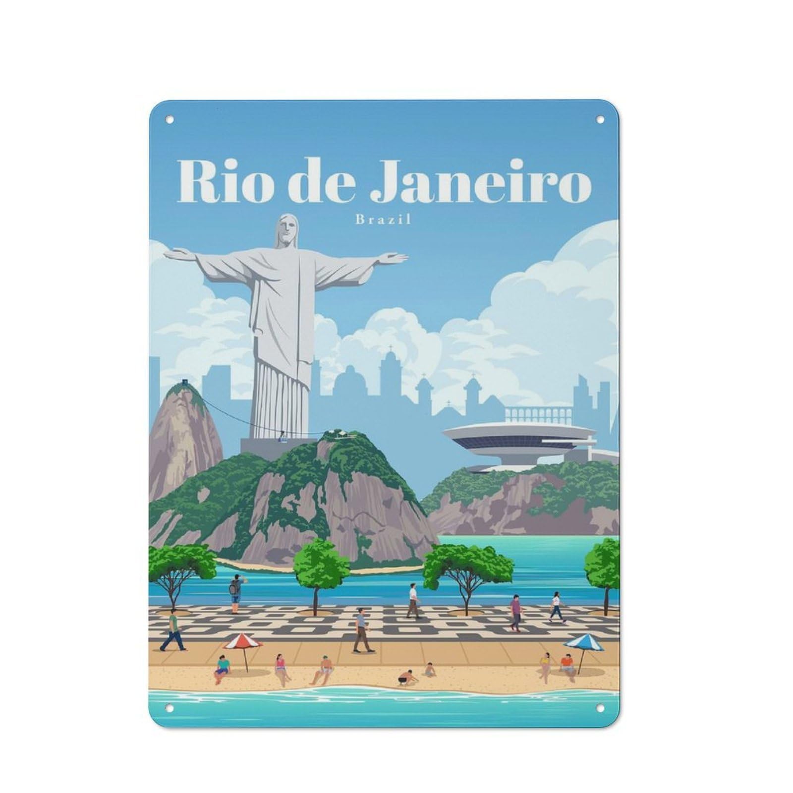 Junmoney Travel To Rio De Janeiro Cottage Style Country Metal Sign 40X30cm, Farmhouse Wall Decor For Farmhouse Kitchen, Pantry Or Dining Area