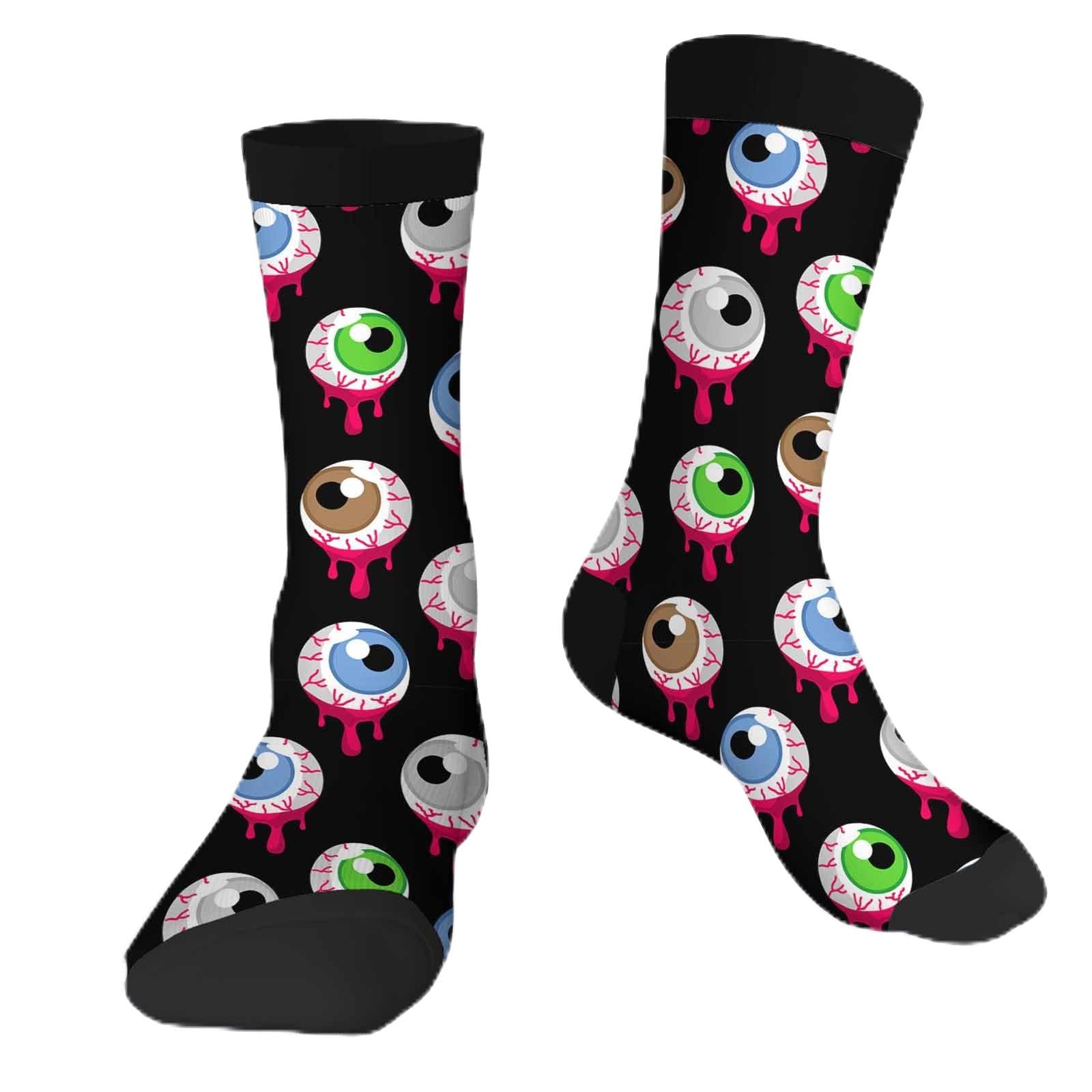 Muntayson Unisex Bloody Eyeballs Funny Socks Novelty Casual Crew Socks Contrast Color Design For Women Men