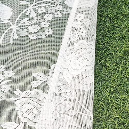 Newwpkira 1 Panel Lace Sheer Curtain Valance Floral And Butterfly Embroidered Swag Curtain Valance Tier For Doorway Kitchen Bathroom Window, Rod Pocket Top, White #TOP4