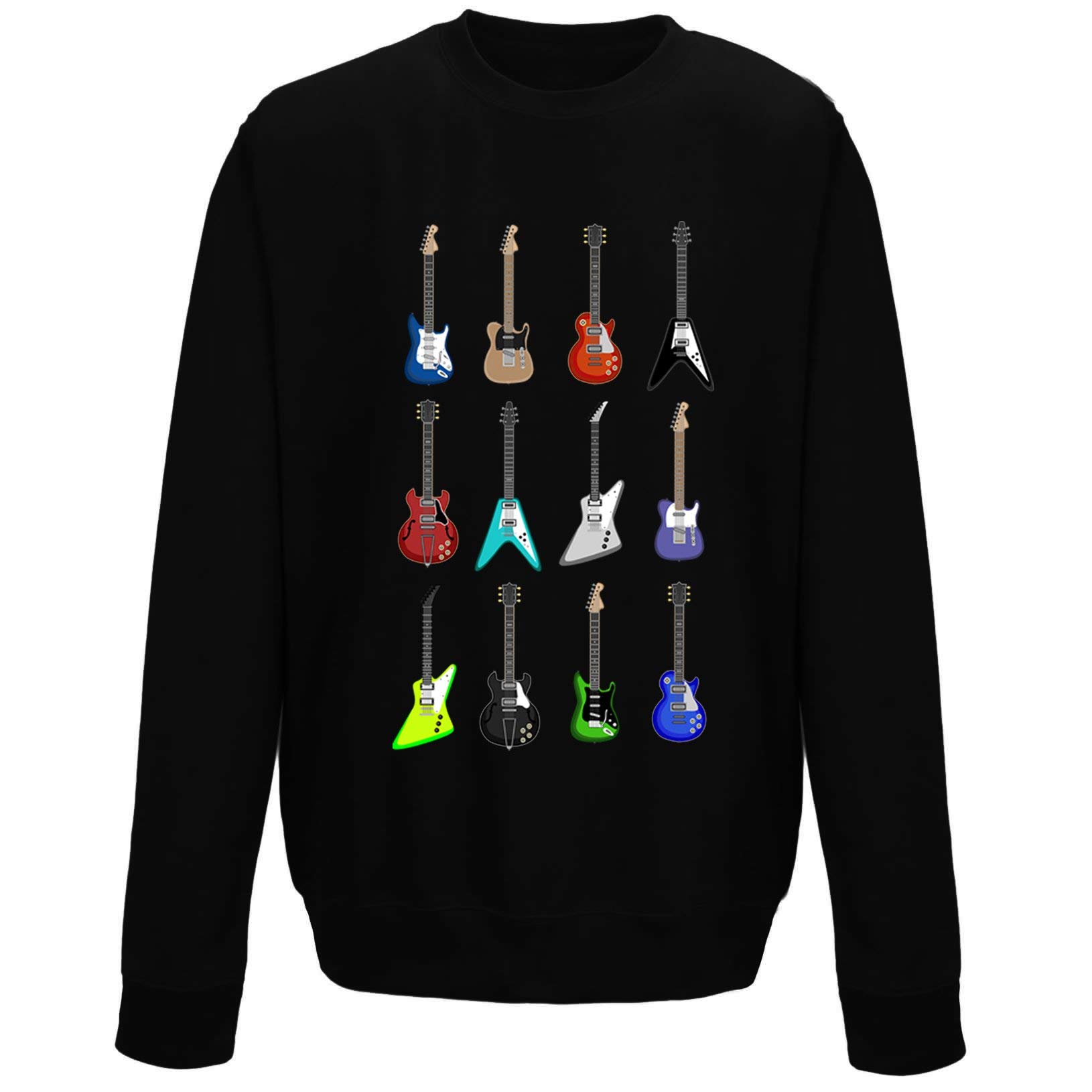 Flip Men's Black Guitar Styles Musician Electric Guitarist Sweatshirt (M)
