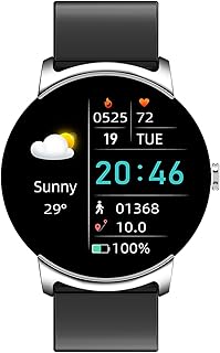 Samrt Watch Bluetooth Calling,Fitness Activity Tracker with Blood Glucose Heart Rate Blood Pressure Blood Oxygen Body Sleep Monitor smart Watch Make Answer Call,Silver,L