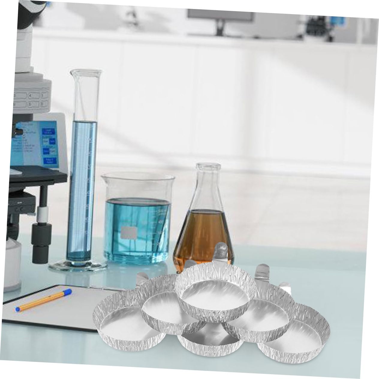 200pcs Heavy Duty Aluminum Foil Weighing Plates Stacking Weighing Dishes for Lab Bulk Foil Pans