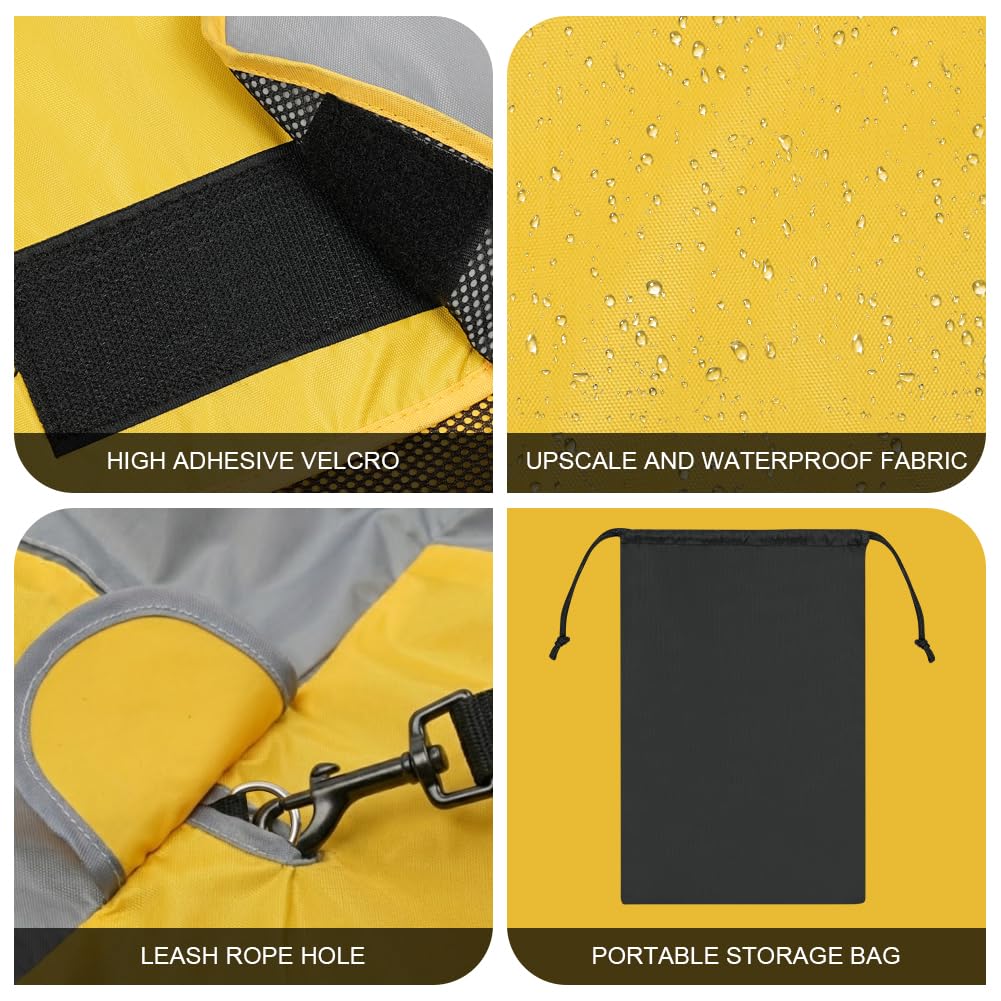 AOOWU Imperméable Chien, imperméable pour Chien étanche avec Bandes réfléchissantes, Manteau de Pluie imperméable pour Chien, Veste de Pluie réglable pour Chiens de Petite, Moyenne et Grande Taille