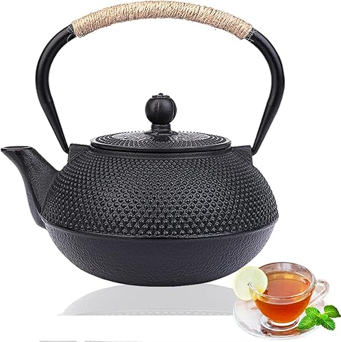 Tetera de hierro fundido,Juego de té japonés,Ollas de té con infusores para té suelto,Hervidor de té de hierro fundido para leñafogataestufa de gas,