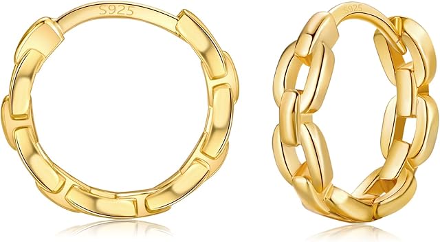 LYTOPTOP Gold Hoop Earrings for Women, 925 Sterling Silver Small Huggie Hinged Earrings, Hypoallergenic 8mm Cartilage Spleeper Hoops Piercings Jewellery for Girls Men