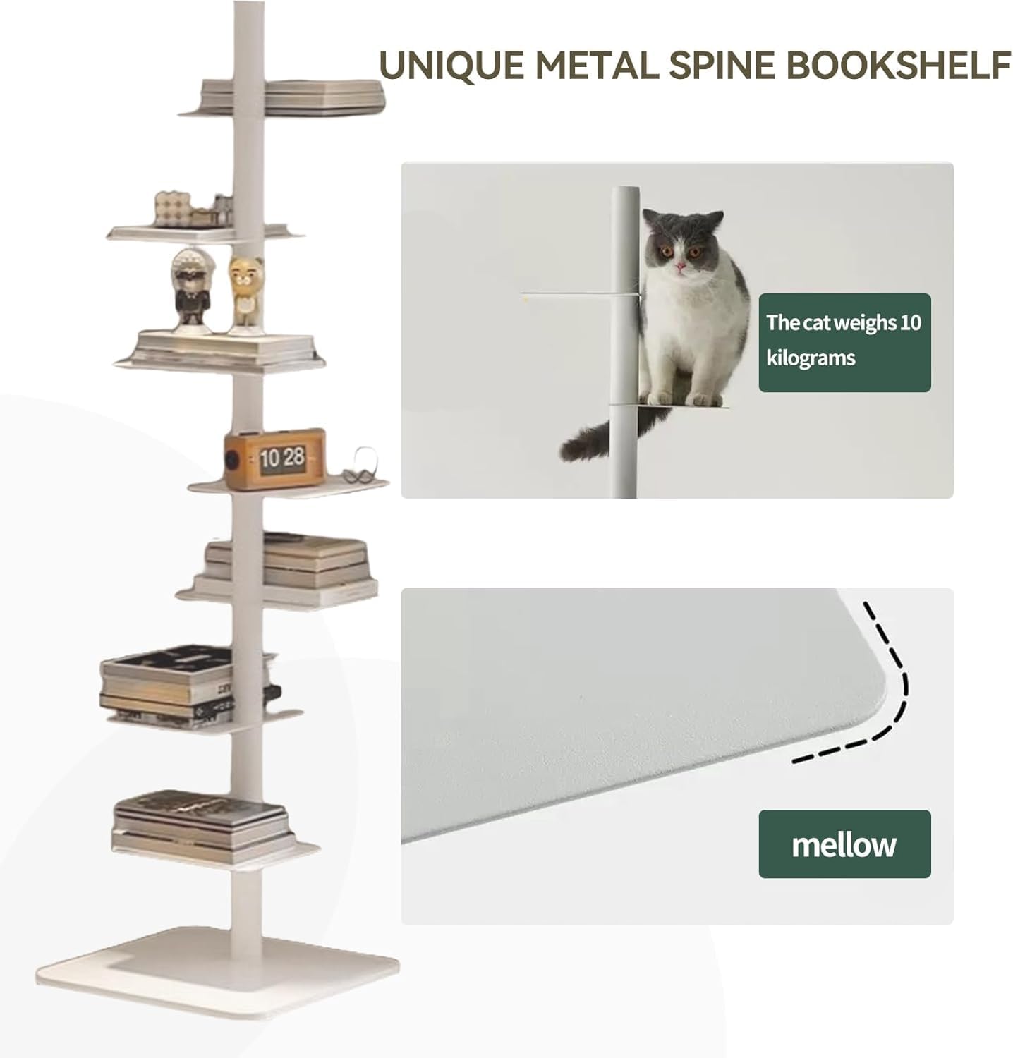 Estantería flotante invisible de metal de 9 niveles, torre vertical giratoria de 3 lados, estantería de esquina estrecha que ahorra espacio para el hogar, oficina, dormitorio, espacios pequeños