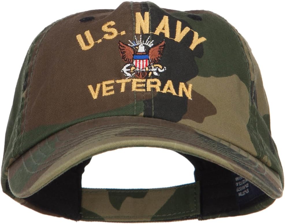e4Hats.com US Navy Veteran Military Embroidered Enzyme Camo Cap