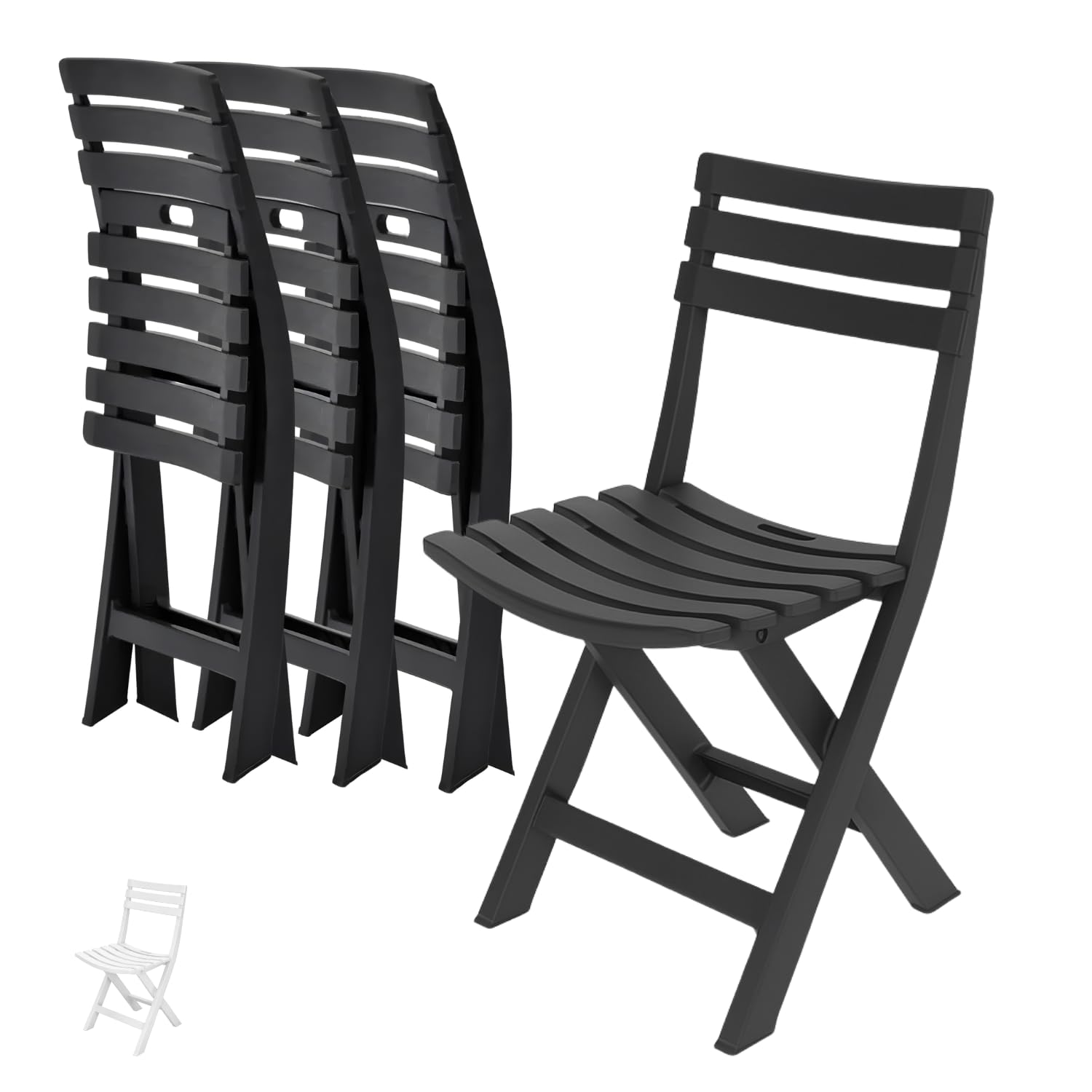 VIRSUS Set 4 Sedie da Giardino Pieghevoli in Polipropilene, misura 41x44x78 cm, Sedia Richiudibile Senza Braccioli per Esterno ed Interno, Made in Italy -BIRK4739 (Antracite)