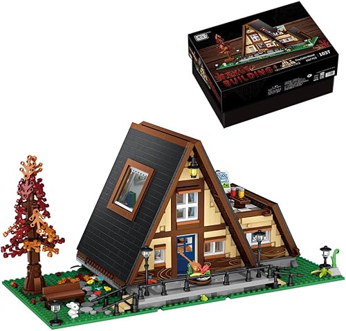 LOZ Mini Blocks 1037 Kit de construcción de casa de cabaña pequeña 1917 unidadesMOC juego de bloques de construcción modulares de casa de 1917