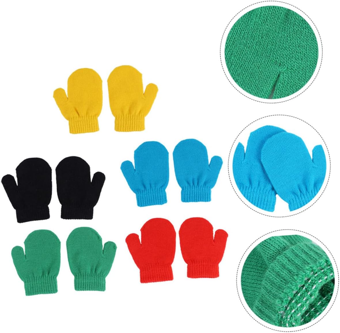5 Pairs Kids Knitted Winter Gloves Unisex Full Finger Mittens Warm and Comfortable for Boys and Girls for Cold Weather Activities