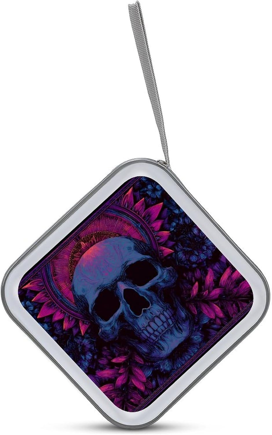 Psychedelic Skull Head with Floral CD Case DVD Storage Holder Binder 40 Capacity