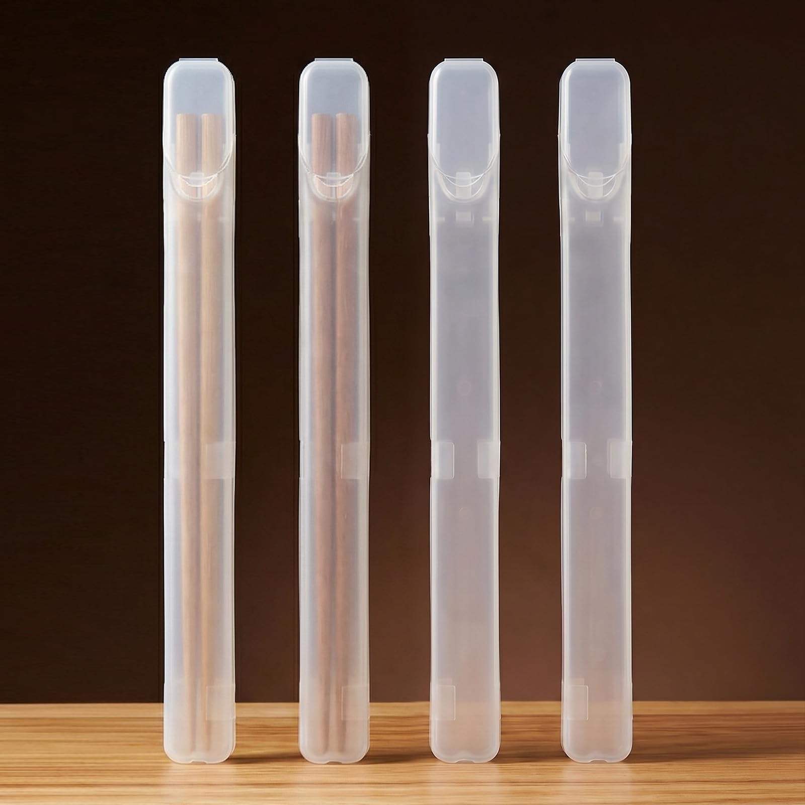 RAHHLIZS 4Pcs Chopsticks Case, Plastic Chopstick Holder with Top Opening for Metal Stainless Wooden Chop Sticks Reusable Chopsticks Utensils Case, Portable Carrying to Work or Travel Outgoing