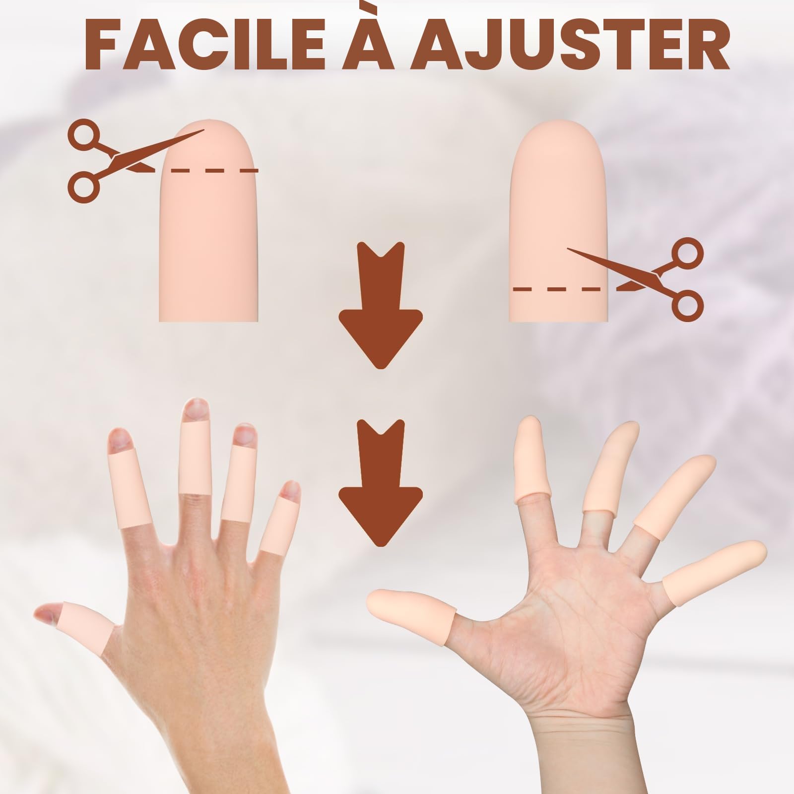 HINGTAI Lot de 20 protège-doigts en gel pour le pouce, manchons en silicone pour protéger le bout des doigts, gants, protège-doigts pour fissures (nu)