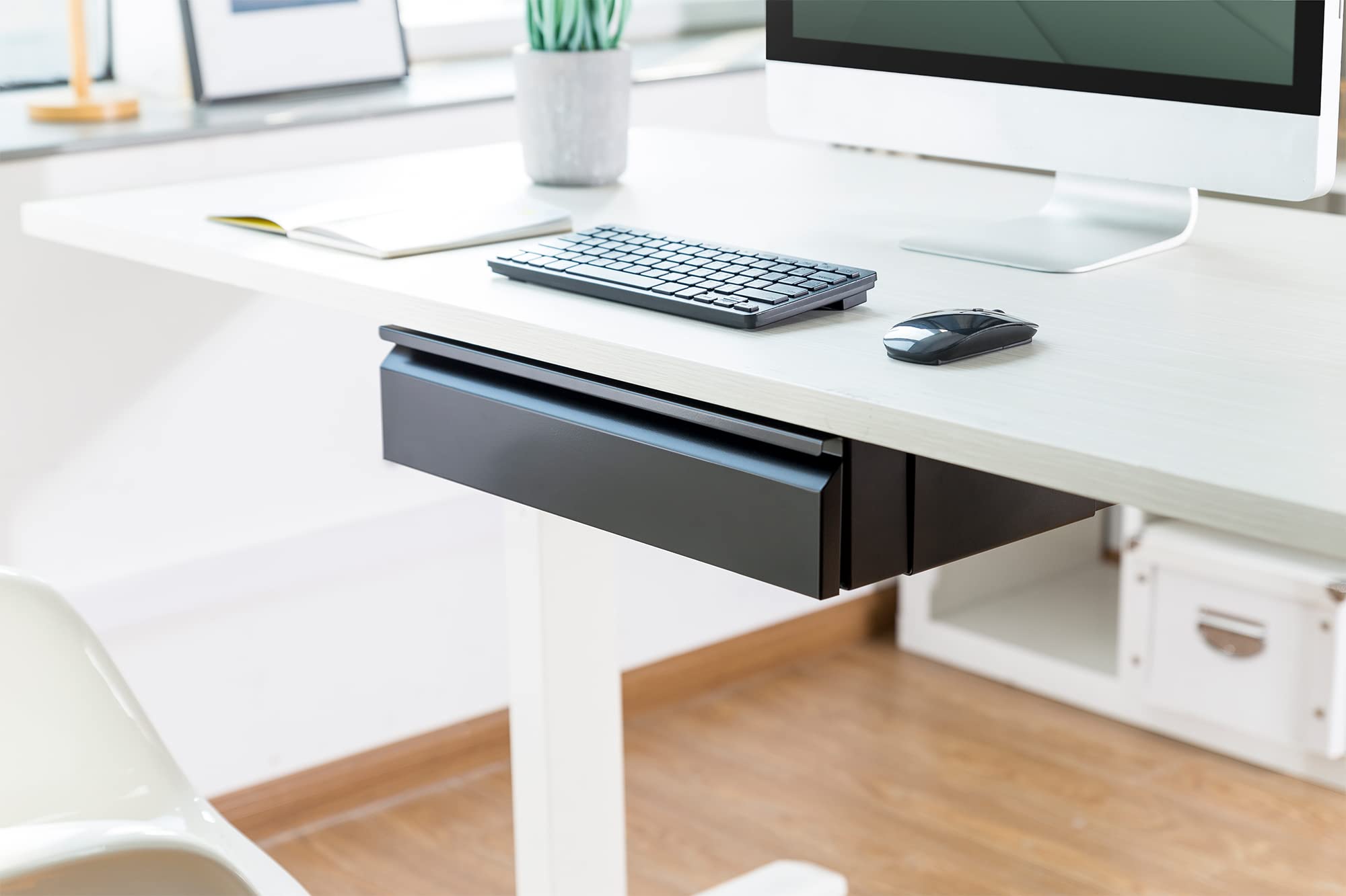 DIGITUS Unterbau-Schublade – Ausziehbar – Leichtgängig – 48 cm tief – 5 kg Traglast – Zur Montage unter Schreibtisch, Werkbank oder Arbeitsplatte – Schwarz