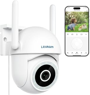Littleelf Security Camera Outdoor, 2.5K WiFi Camera with 360°Tracking, Wireless PTZ Camera with Human/Motion Detecion,Color Night Vision,Home IP CCTV Camera with Sound Siren