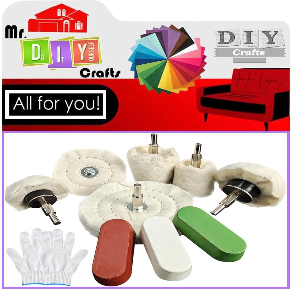 Image of DIY Crafts 6 Drill Polishing Wheels and 3 Polishing Compounds, Multi-Specification Polishing Wheel Kit for Metal Stainless Steel Jewelry, Wood Ceramic Glass and Other Wheel Polishing Tools Pcs:- (22)