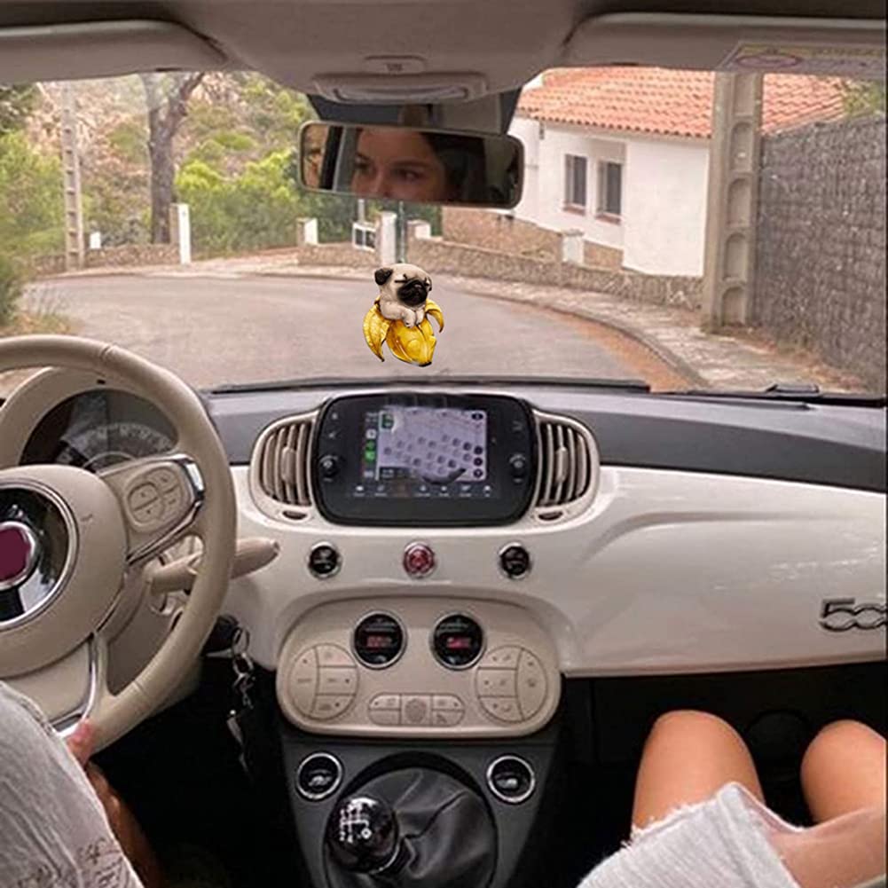 Ciondolo Per Specchietto Auto In Acrilico – Forma Di Tazza Con Cane Carlino – Decorazione Interni