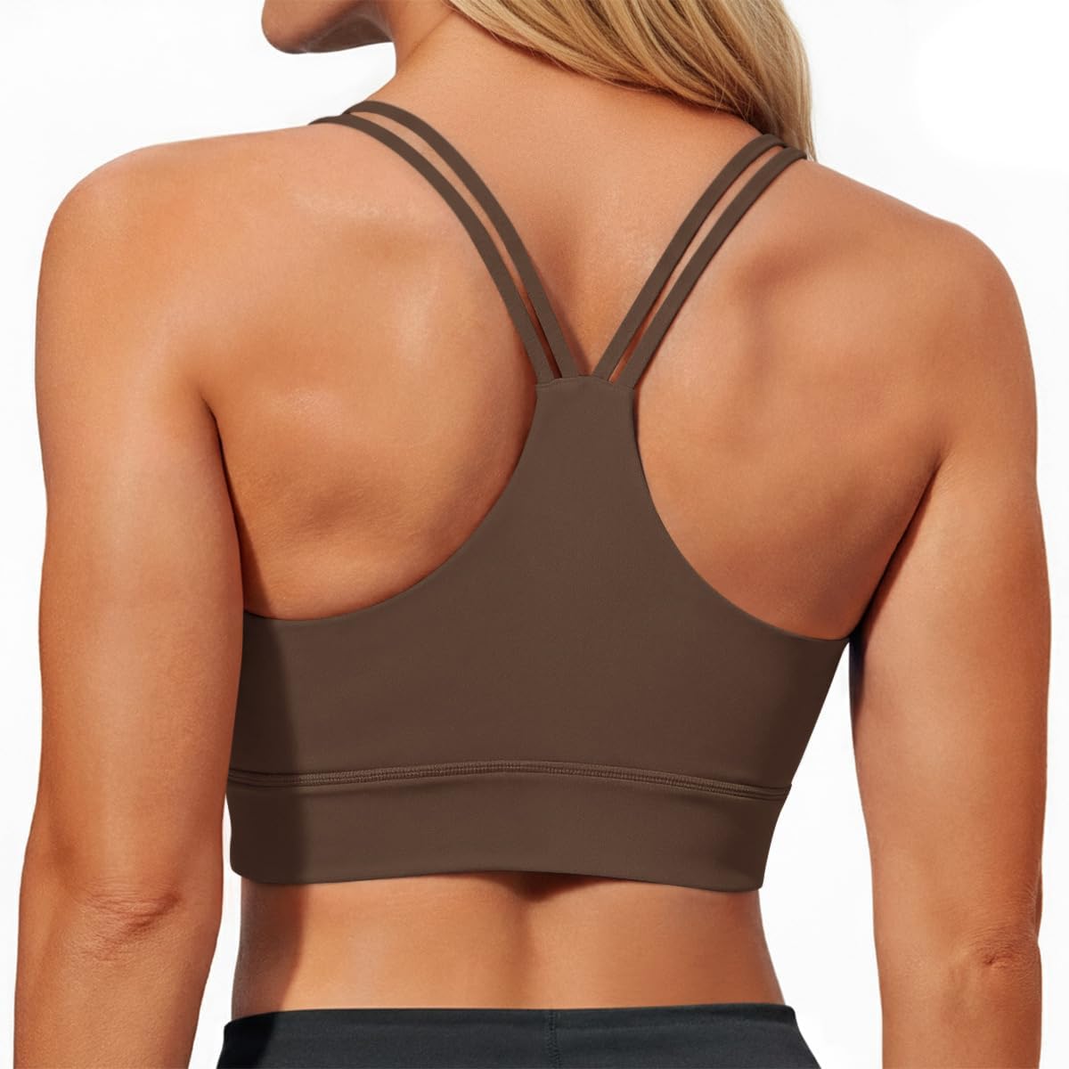 Aoysky Y Back Sports Bras for Women Padded Racerback Yoga Sports Bra Ruched Light Impact Buttery Soft Gym Workout Tank Tops
