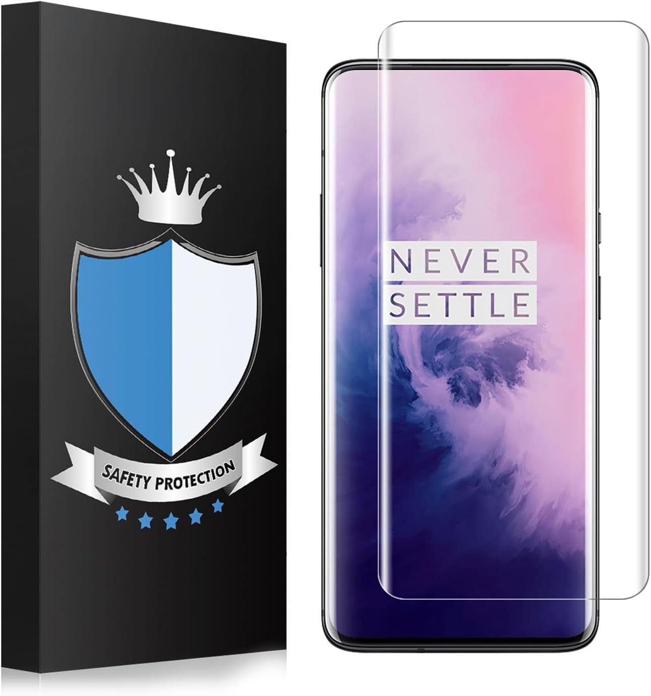 Oneplus 7 Pro Tempered Glass Screen Protector,Fingerprint Scaner 3D Liquid Transparent Clear Full Curved Edge Case Friendly Anti-Scratch Coverage For Oneplus 7 Pro 2019- Geardeck