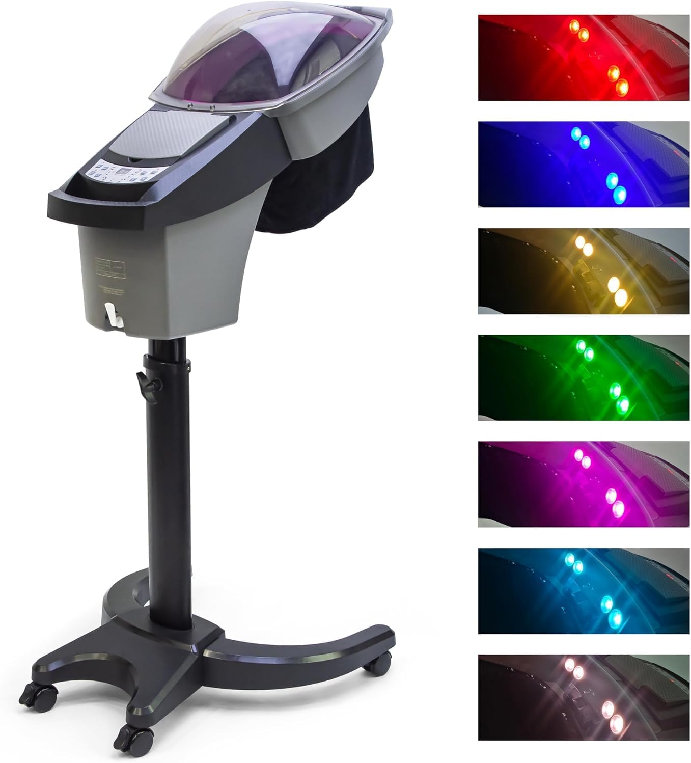 Elitzia 7 Color Hair Steamer Black Hooded Micro Mist Ozone for Natural Black Hair Adjustable Height Wheels 3 Mode 5 Level Time Temperature Control Dye Perm Hair Professional Home ET1408T