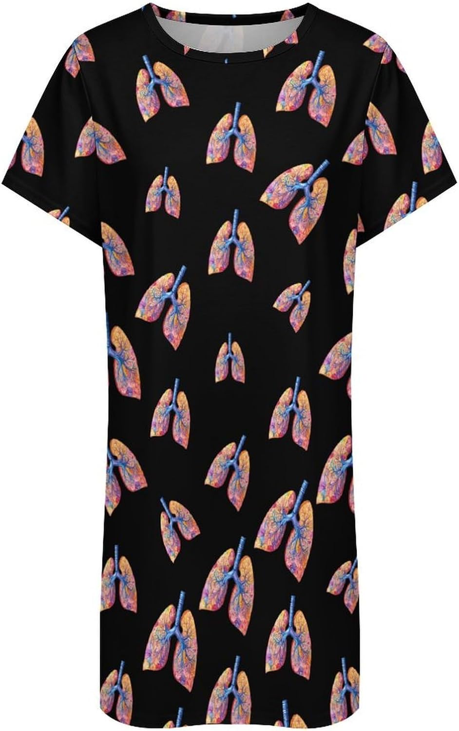Colorful Lungs Nightgowns for Women Short Sleeve Sleep Dress Casual Sleepshirt Night Gowns Pajamas