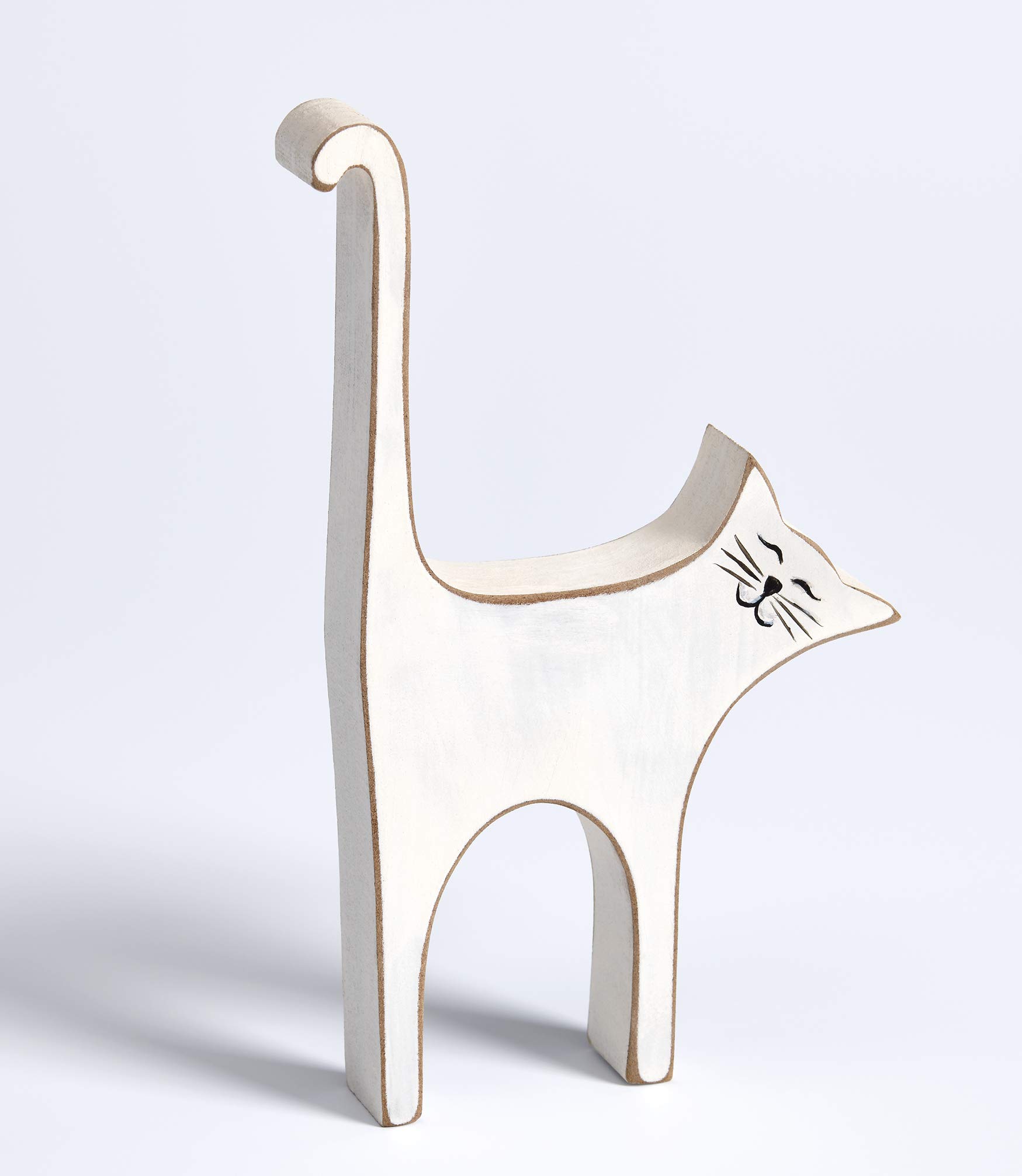 walther design Decoration Figure White Made of Wood, Cat CA199W, 17 cm