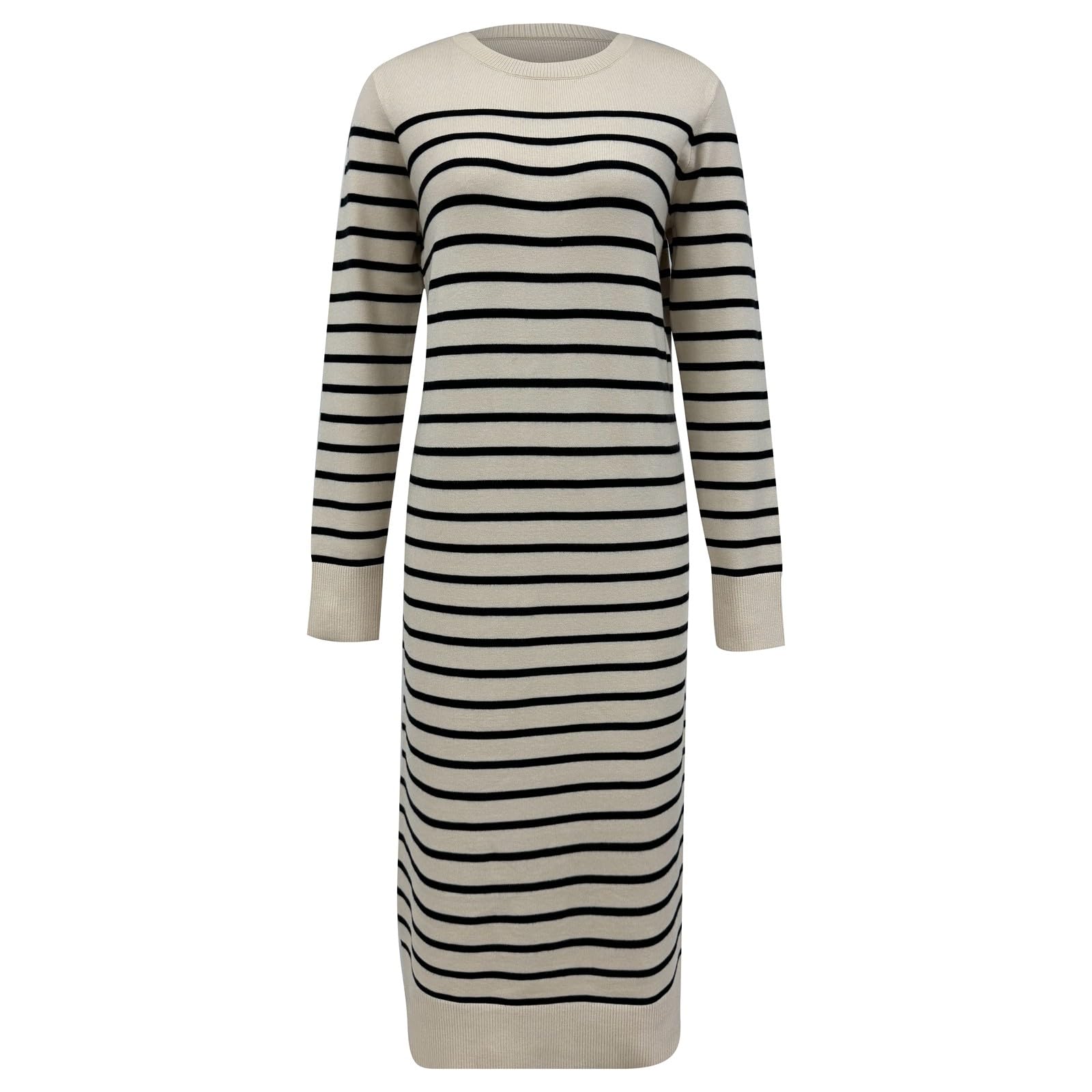 Generico Abito Maglia Donna Invernale, Vestito Invernale Donna Elegante,Vestito Elegante in Maglia Abito Lungo A Righe vestibilità Slim per Le Occasioni Autunno/Inverno