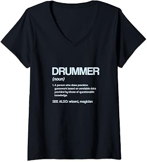 Womens 10470400021^Drummer Definition^Funny^Drummer^Appreciation^Sa V-Neck T-Shirt