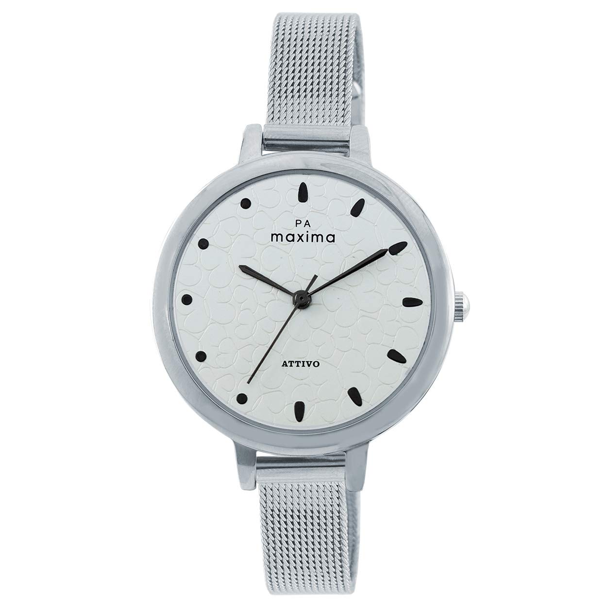 Maxima Stainless Steel Attivo Collection Analog Watch for Women 60472Cmli, Silver Dial, Silver Band (B0912VY7VC) Amazon Price History, Amazon Price Tracker
