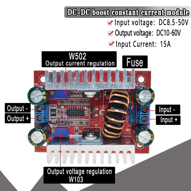 Image of DHRUVPRO DC-DC 400W 15A Boost Converter Step-up Module Constant Current Power Supply Module Voltage Charger Step Up VoltAmp Boost