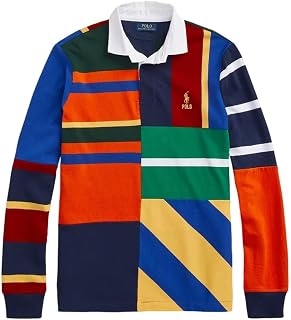 Men's Classic Fit Striped Jersey Rugby Shirt