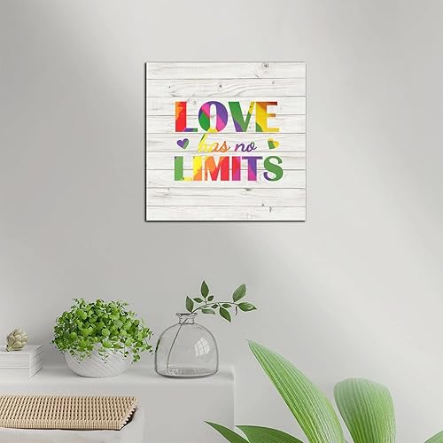Miniatura 5 de Mesllings Pride Parade Love Has No Limits Wood Signs Rainbow Wall Art Wood Plaque 6" x 6" Pride Parade Signs for Home Decor Retro Decorations Home