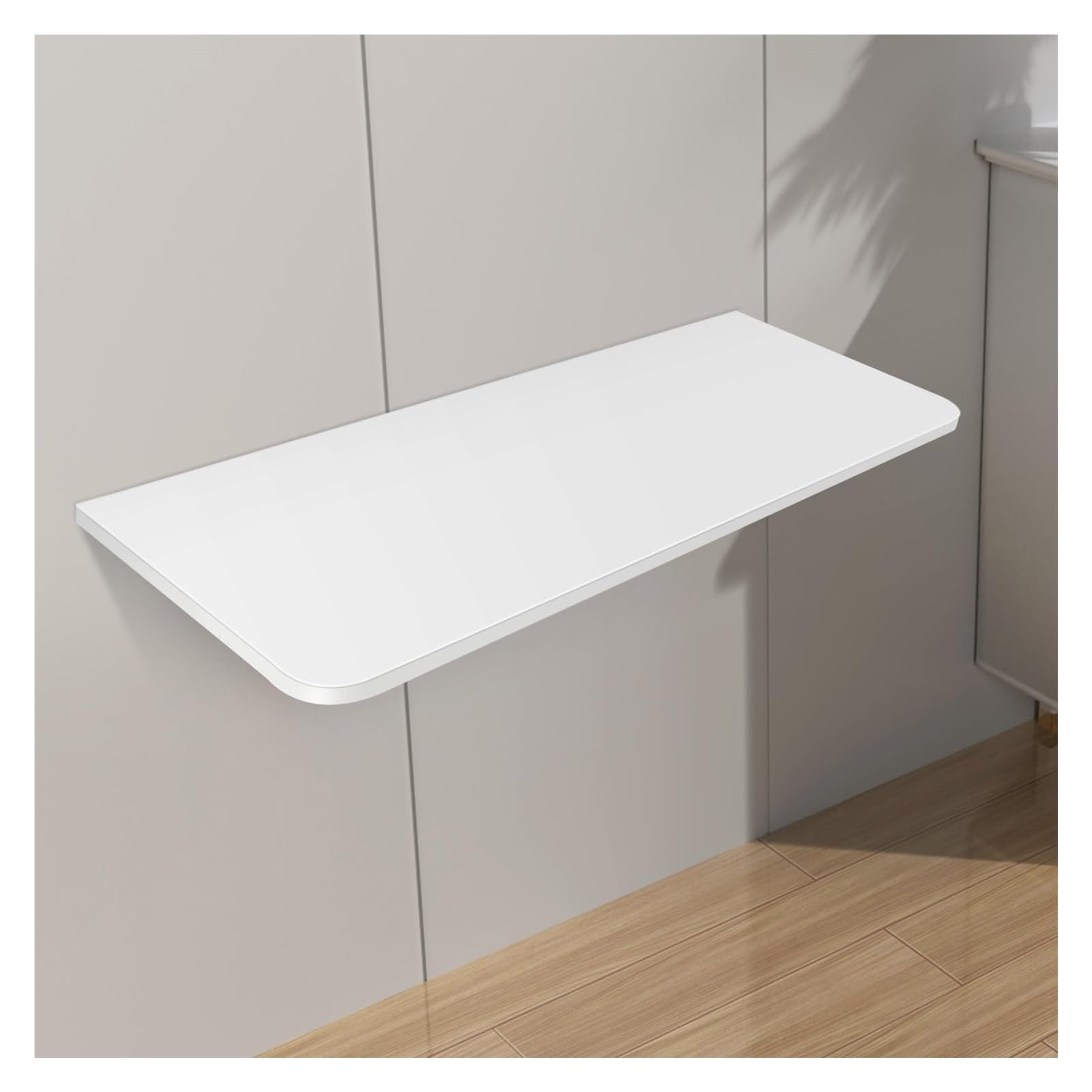 GJZQDKX Wall Mounted Folding Table - Space-Saving Foldable Desk for Kitchen, Laundry Room, Home & Office - Compact Design (White, 120x30cm)