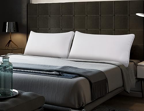 Miniatura 9 de Hotel Collection - Juego de 2 almohadas Queen de firmeza media de 20 x 28 pulgadas, almohadas de hotel en relieve blancas rellenas de plumón