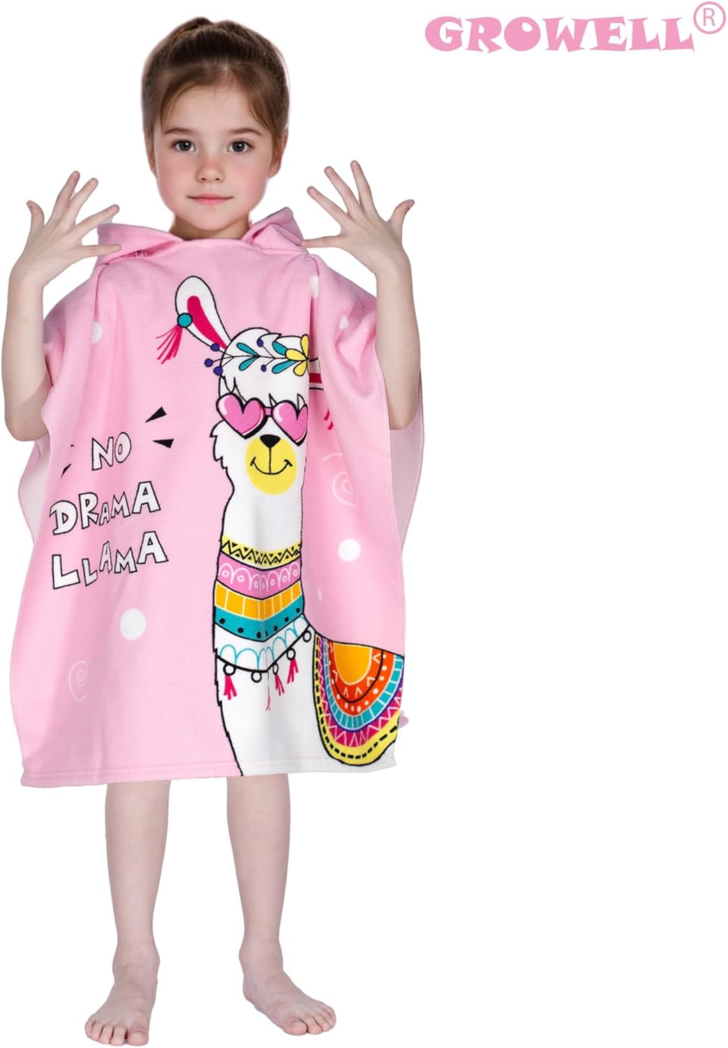 Hooded Kids Beach Towels - Toddler Bath Towel Girls Boys Swim Cover-ups for Ages 1 to 6 Kids Pool Towels Quick Dry Lightweight Soft Microfiber Poncho Towel 24x23(Alpaca) - Image 2