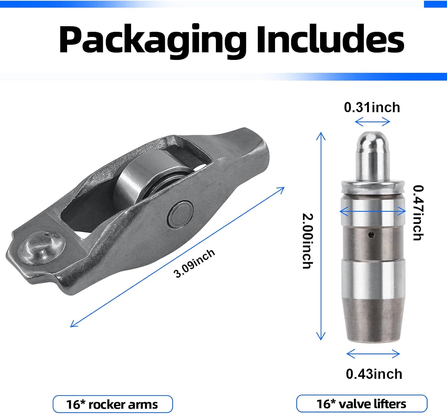 53020742AC 53021077 16pcs Valve Lifter & 16pcs Rocker Arms Kit Compatible With Dodge Nitro,Durango,Dakota;Chrysler Aspen;Jeep Liberty Grand Cherokee Commander 3.7L 4.7L