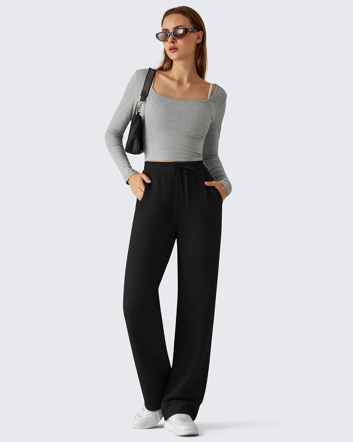 G4Free Waffle Wide Leg Casual Women's Sweatpants – Comfy Lounge Pants with Pockets - Image 3