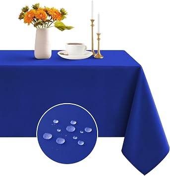 Romanstile Rectangle Tablecloth - Waterproof and Wrinkle Resistant Washable Polyester Square Table Cloth for Kitchen Dining/Party/Wedding Indoor and Outdoor Use 54 x 54 inch, Blue