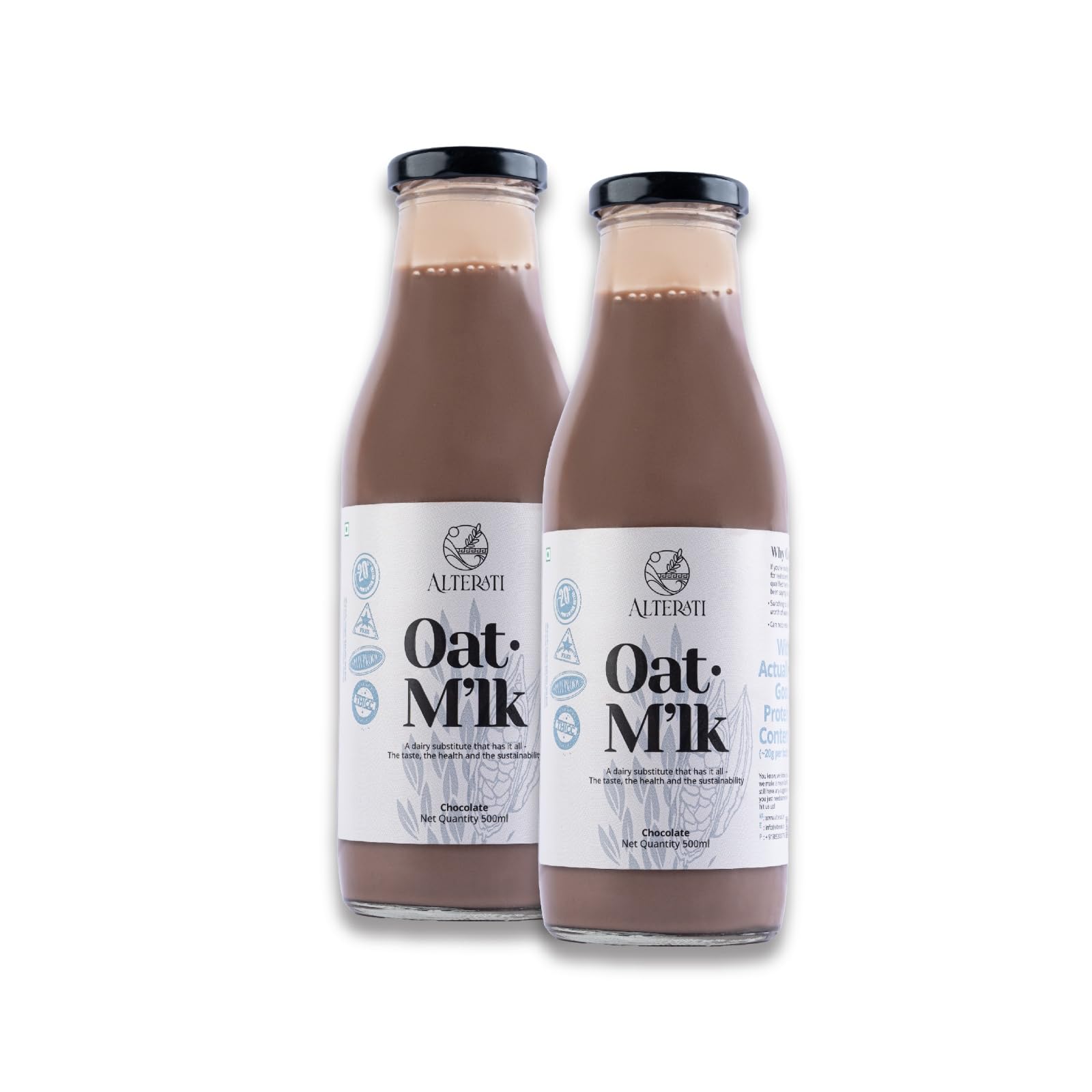 Alterati Chocolate Oat Milk - Pack of 2-500ml each | 20 Gram Protein | No Added Preservatives | Zero Saturated Fat | Low Calorie | Split-Proof | Vegan | No Artificial Sweetners Added (B0D22CY19S) Amazon Price History, Amazon Price Tracker