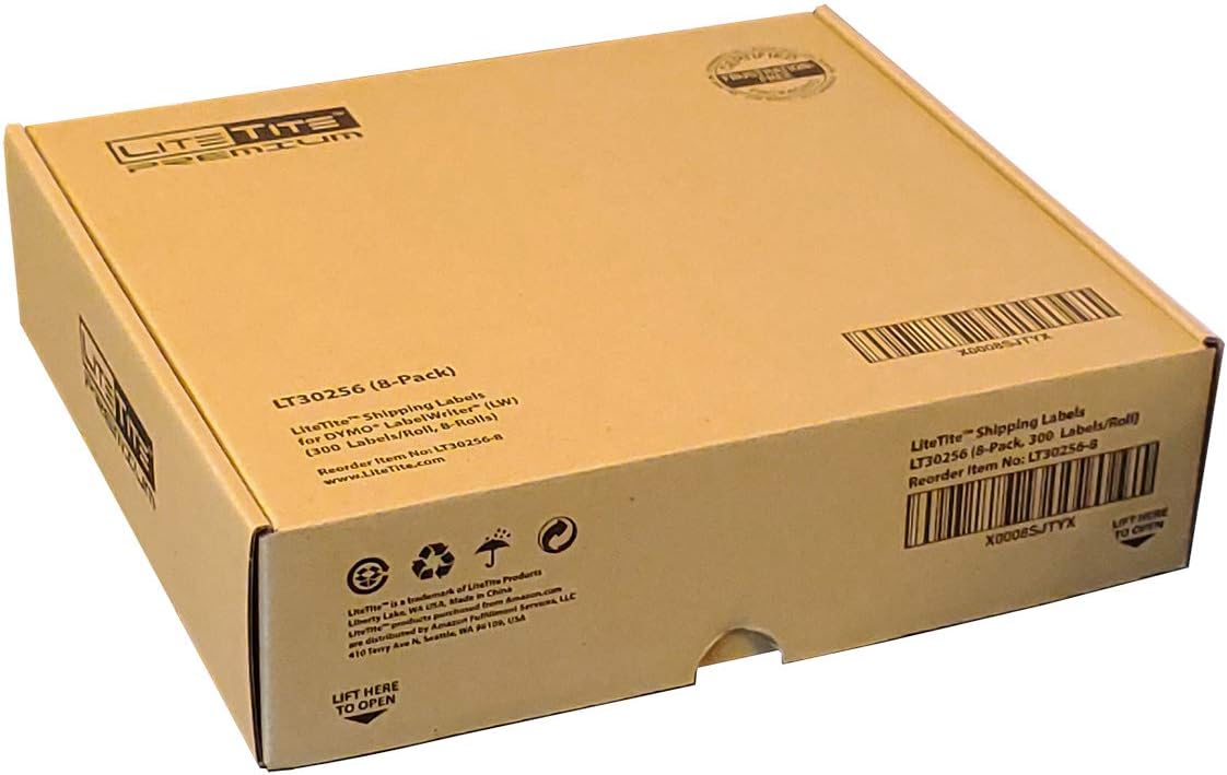 LT30256-8 Labels Compatible with DYMO (LW), 2-5/16 x 4 Inches, 8 Rolls, 2400 Labels (LT30256)